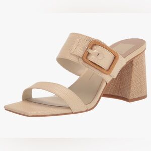 Dolce Vita Women's Posy Block Heeled Sandal Wheat Raffia Size 10
